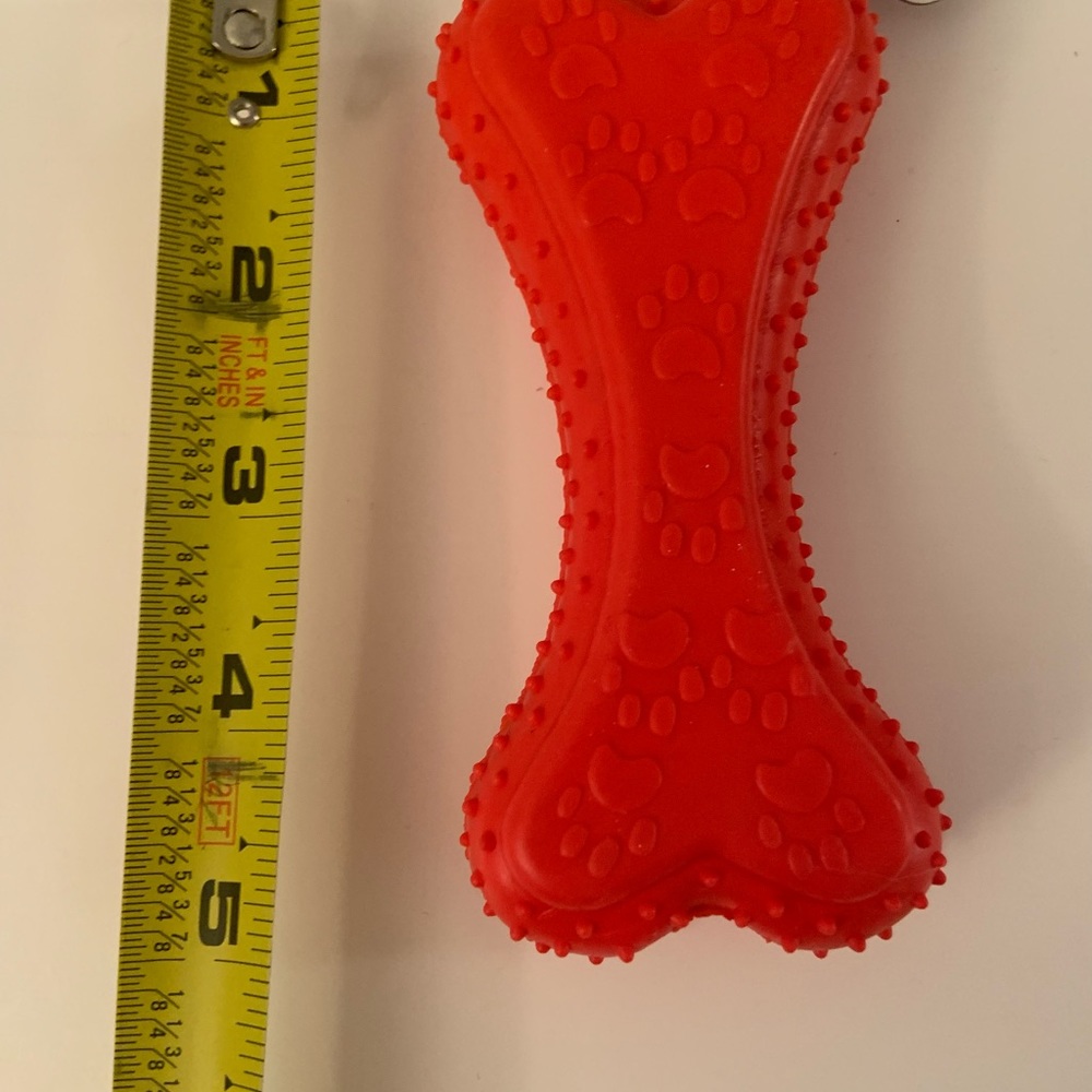 COPY - Squeaky plastic dog bone toy red 4 1/2 “ perfect for Valentine’s Day
